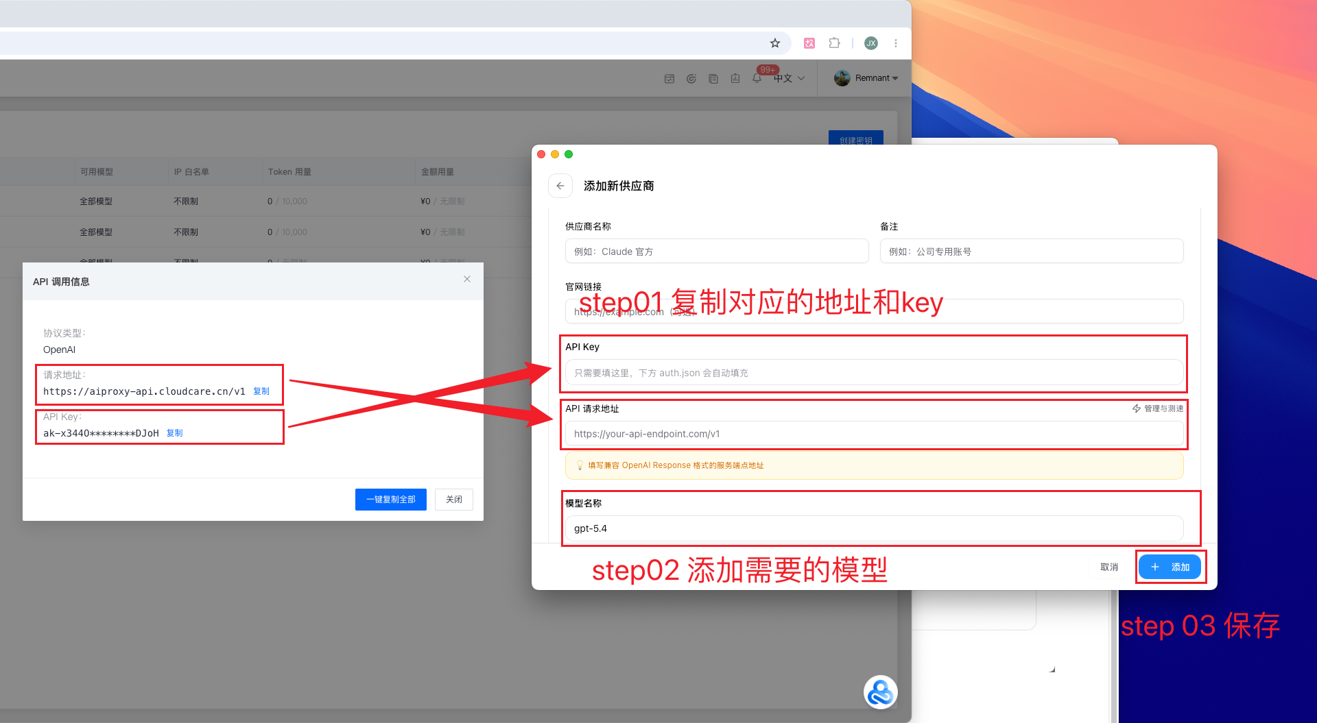 将 AI Hub 的调用信息填入 CC Switch 并保存供应商配置